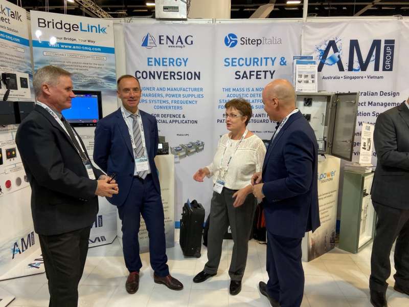 ENAG AMI at Pacific 2019 (002) Peter Maccoll – I.Power Solutions, Henri Le Gallais & Denise Barry - Enag, Vince Tranchita – AMI Group